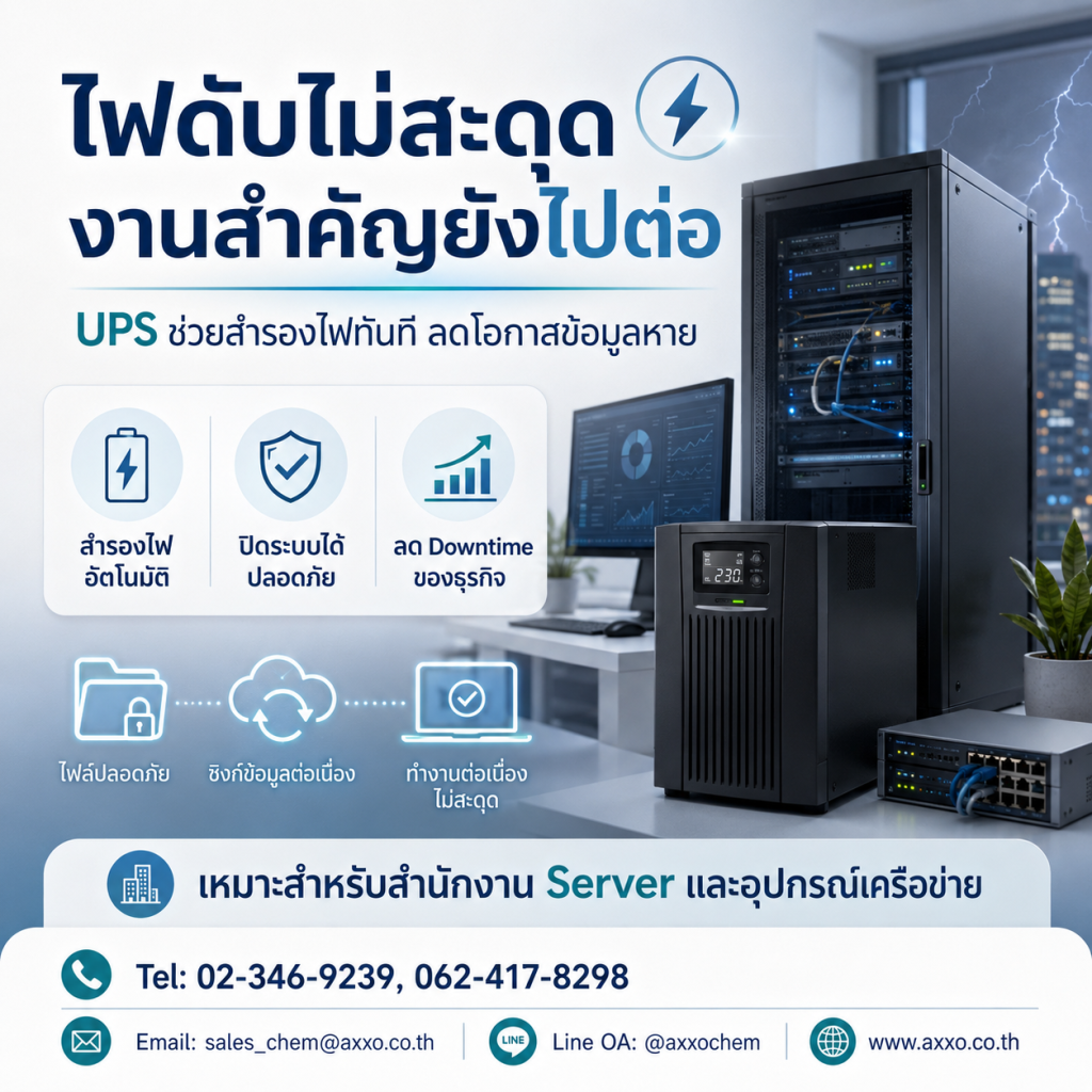 UPS ช่วยลดความเสี่ยงข้อมูลสูญหายและป้องกันไฟดับไฟตก
